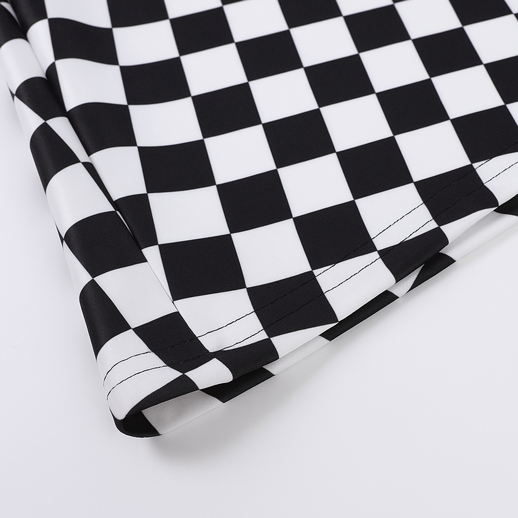 Gothic Houndstooth High Waist Pleated Mini Skirt