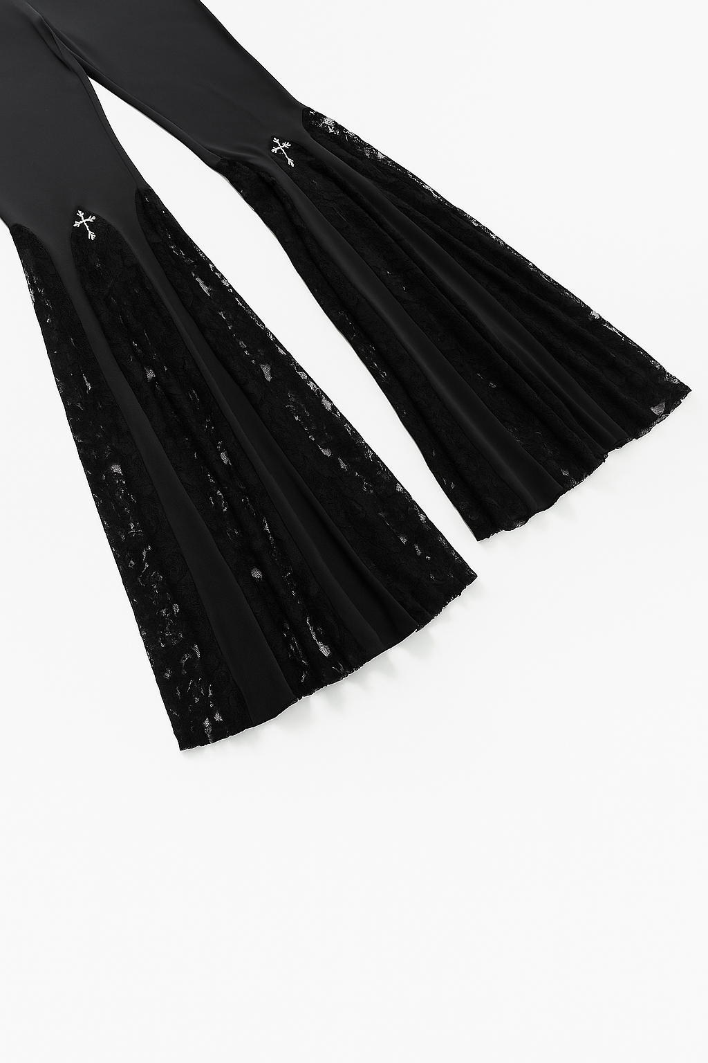 Gothic High Waist Lace Flare Pants with Cut-Outs for Alternative Fashion