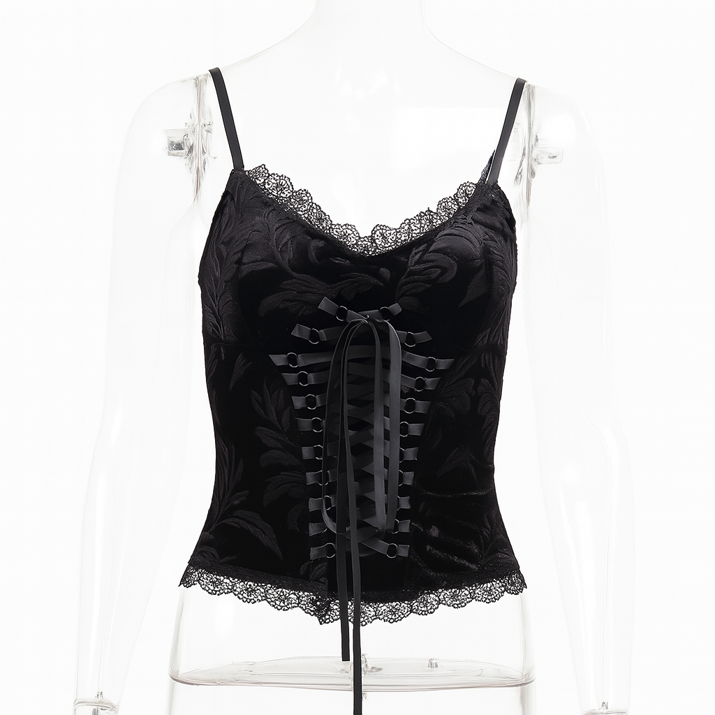 Vintage Dark Lace Gothic Top for Summer Wear