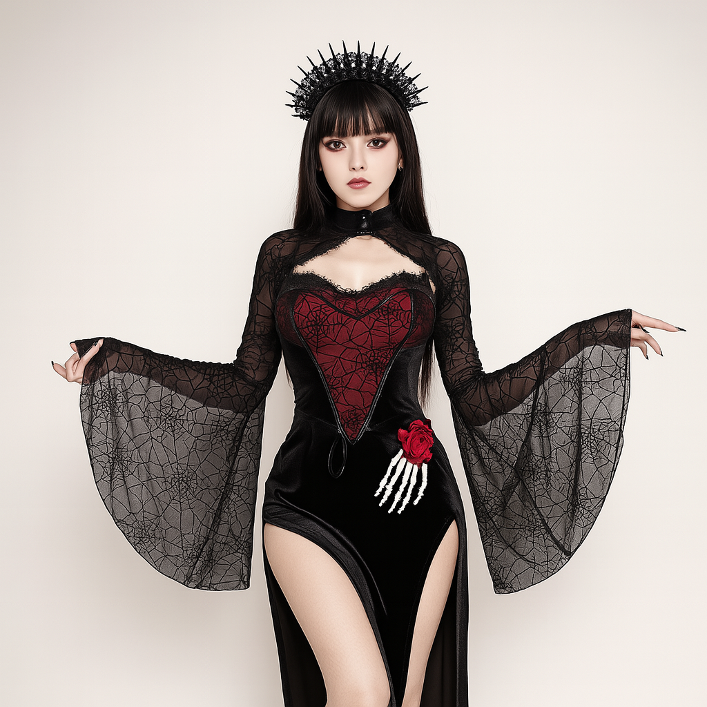 Spiderweb Chiffon Cape Top for Gothic and Alternative Fashion