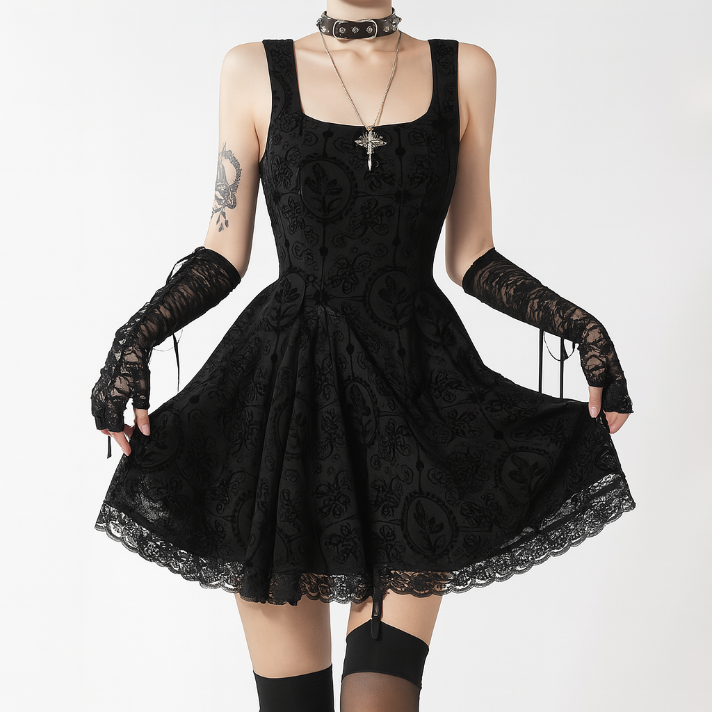 Sexy Gothic Lace Trim Bodycon Dress