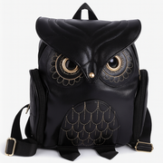 Black Owl-Shaped PU Backpack with Golden Embroidery, Adjustable Straps & Zipper Closure – Stylish Halloween Accessory for Women & Men, Perfect for Travel or Everyday Use, Casual Daypack | Stylish Embroidery | Polyester Lining