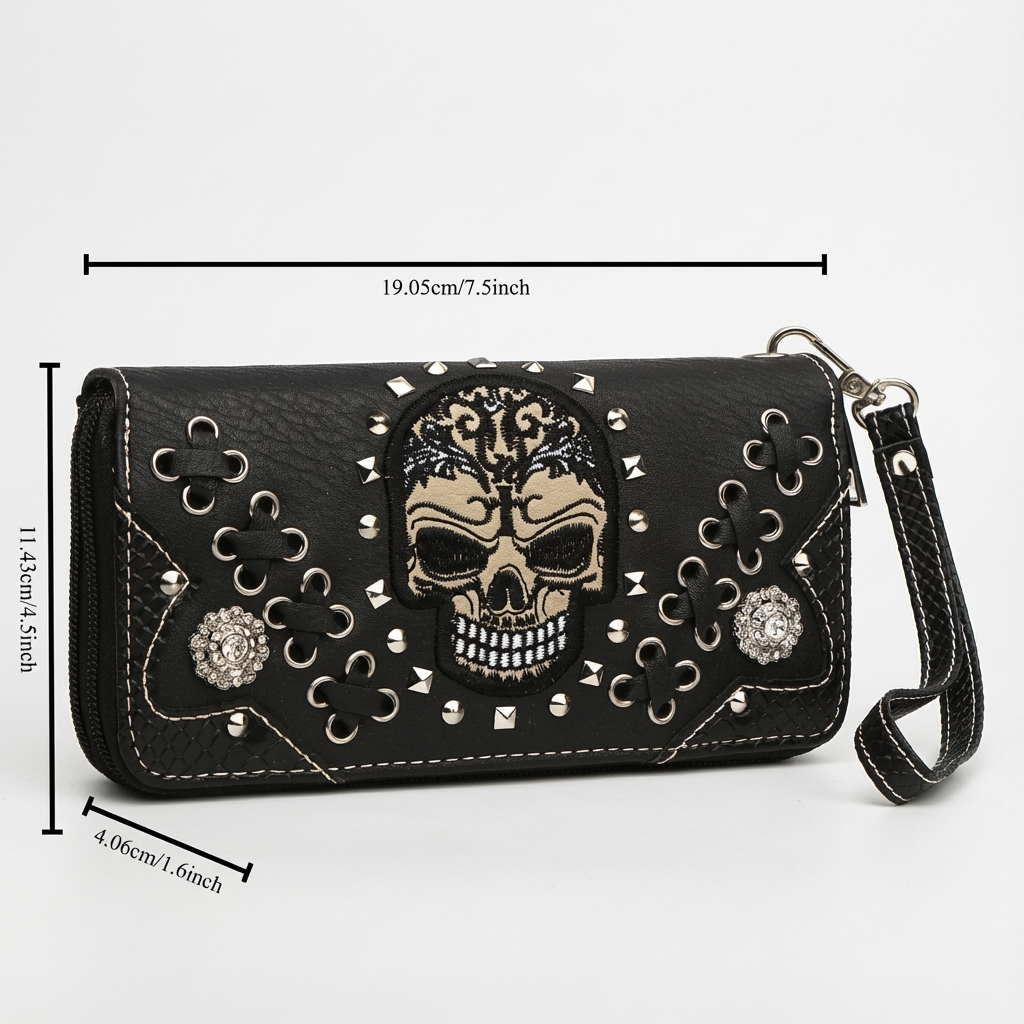 Gothic Skull Women Backpack with Matching Wallet Set