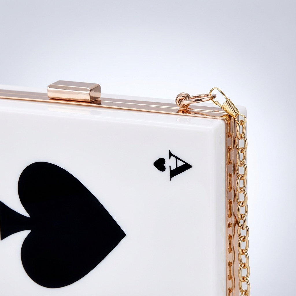 Acrylic Clutch Purse With Chain, Ace Of Spades Print, Casual Crossbody Shoulder Bag, Versatile Handbag