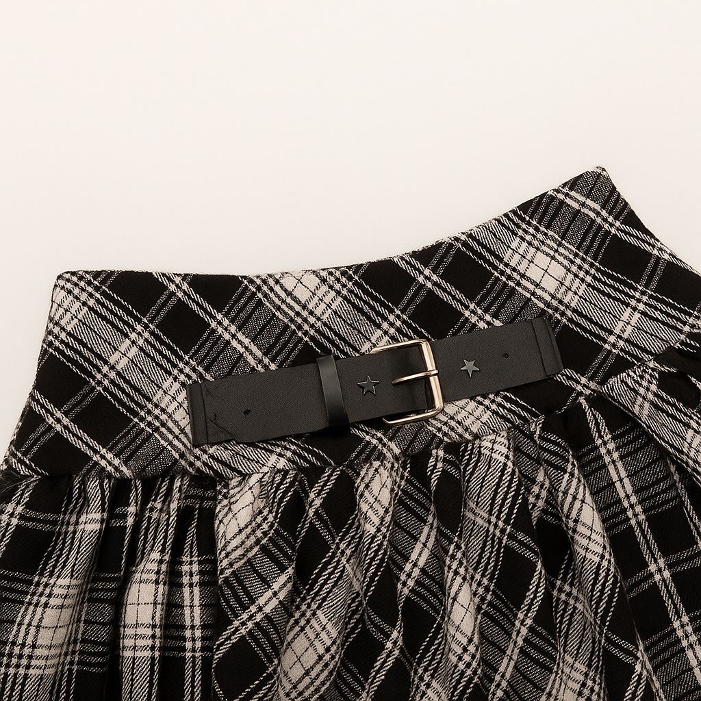 Tartan Chains Mini Skirt Gothic Plaid High-Waist Baddie Look