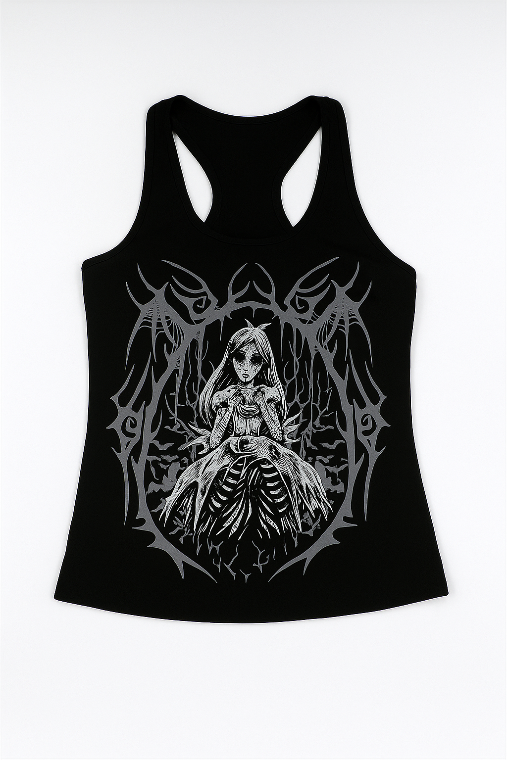 Gothic Skull Print Tank Top in Black Streetwear Style