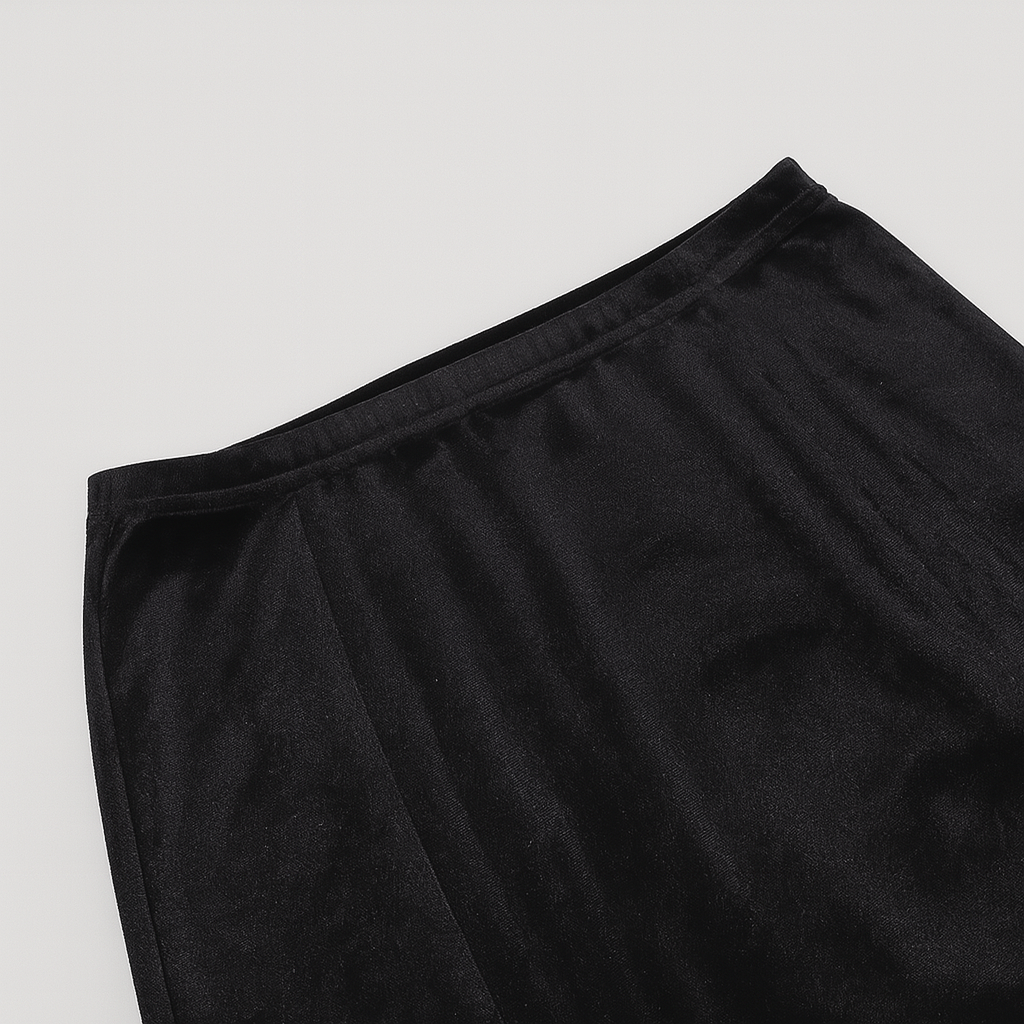 Witchy High Waist Slit Skirt in Black Velvet