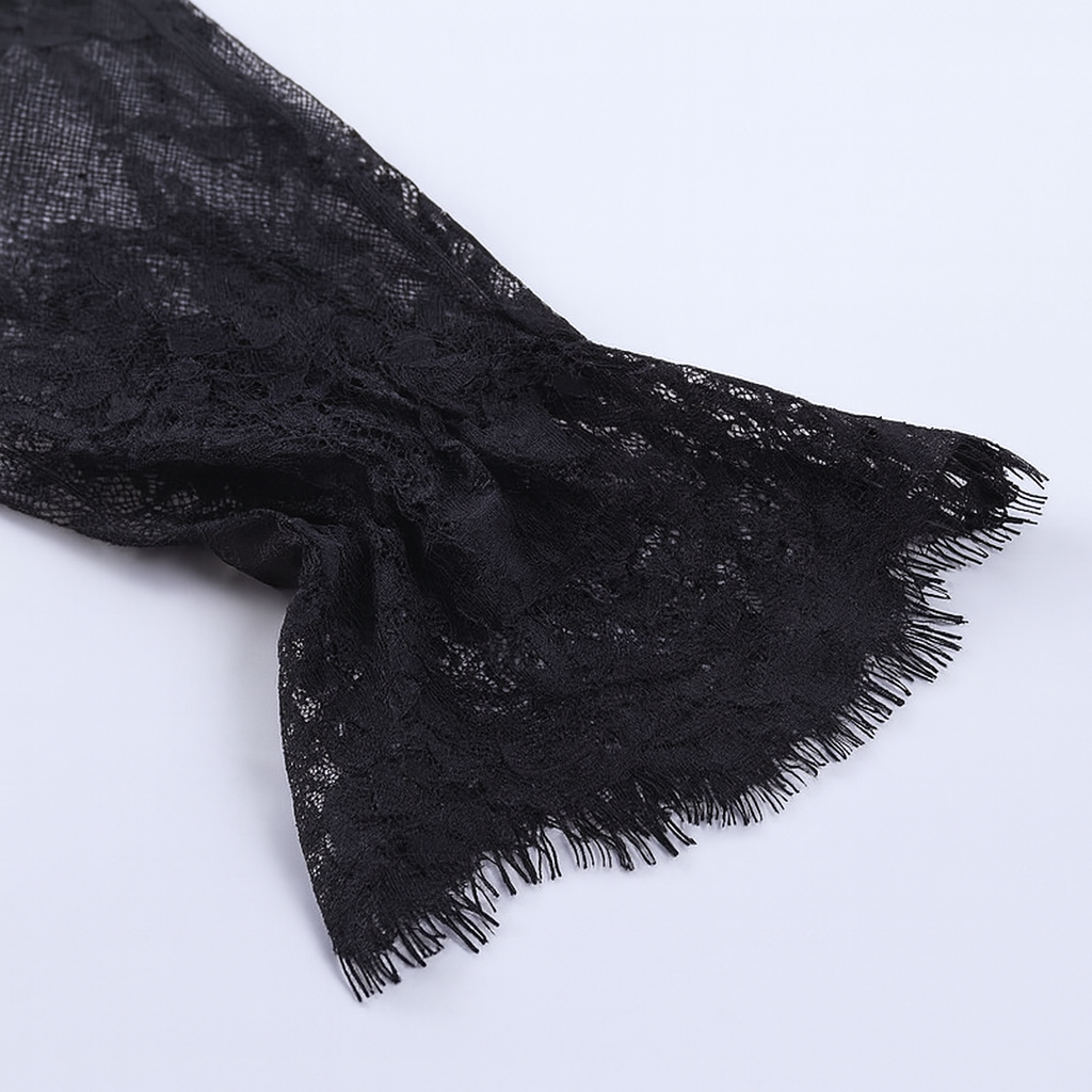 Gothic Ruffled Lace Mini Dress in Black Red and Burgundy