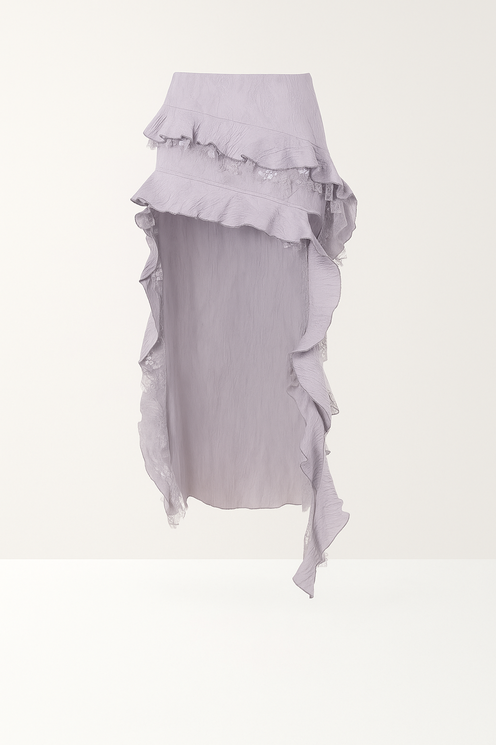 Silver Gray Gothic Floral Asymmetrical Skirt Set
