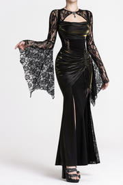 Black Lace Batwing Top for Dark Romantic Style