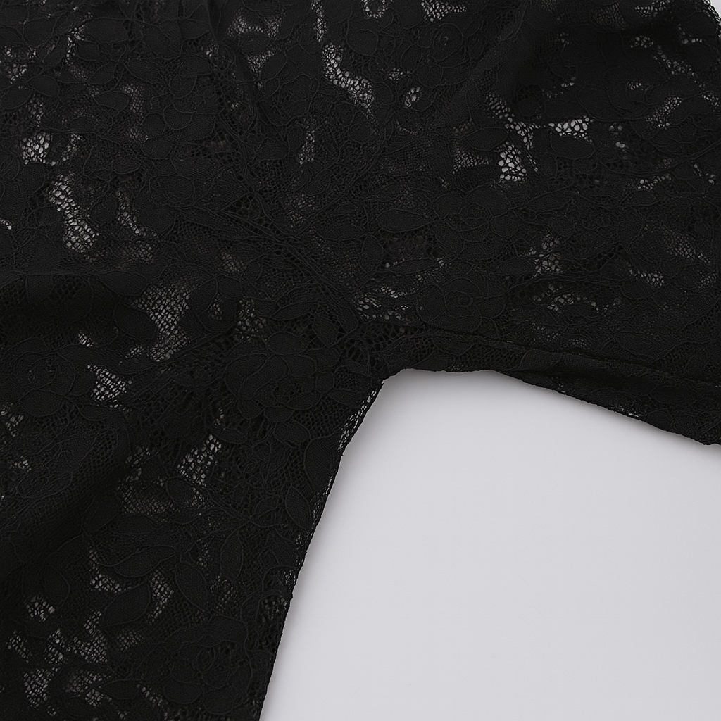 Gothic Sheer Lace Jumpsuit with Lace-Up Details