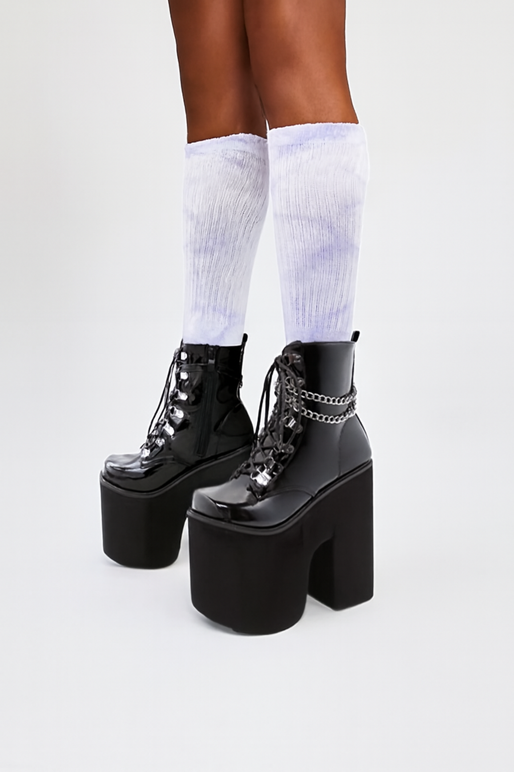 1pr GDGYDH Women's Punk Style Ankle Booties - Solid Color Square Toe Zipper Closure Platform Heel Motorcycle Boots with Chain Detail, Cover Upper, Polyurethane Inner & Insole, Rubber Sole for Dress Occasions