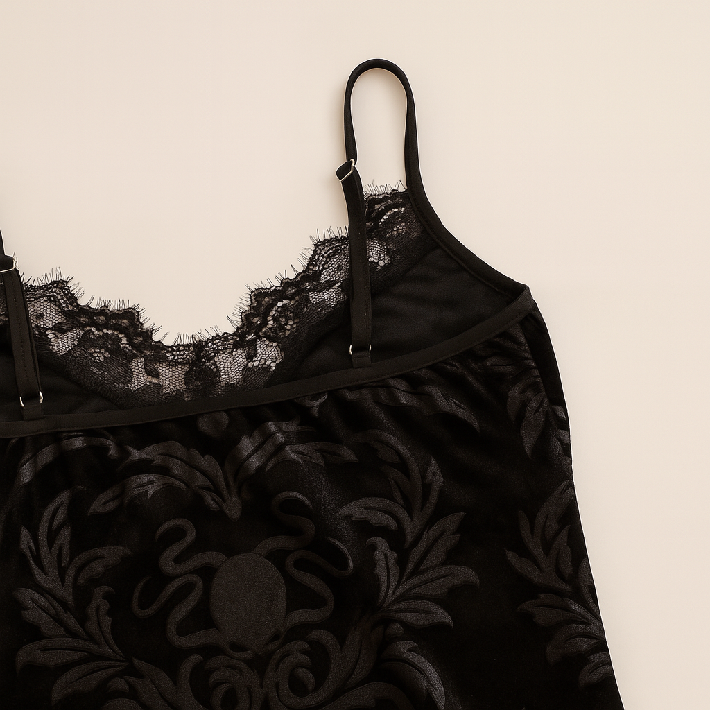 Cropped Lace Gothic Top with Adjustable Straps