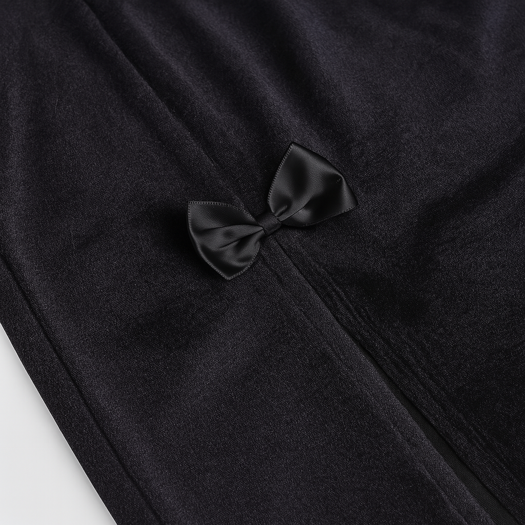 Witchy High Waist Slit Skirt in Black Velvet