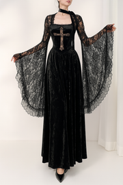 Dark Cross Embroidered Gothic Dress