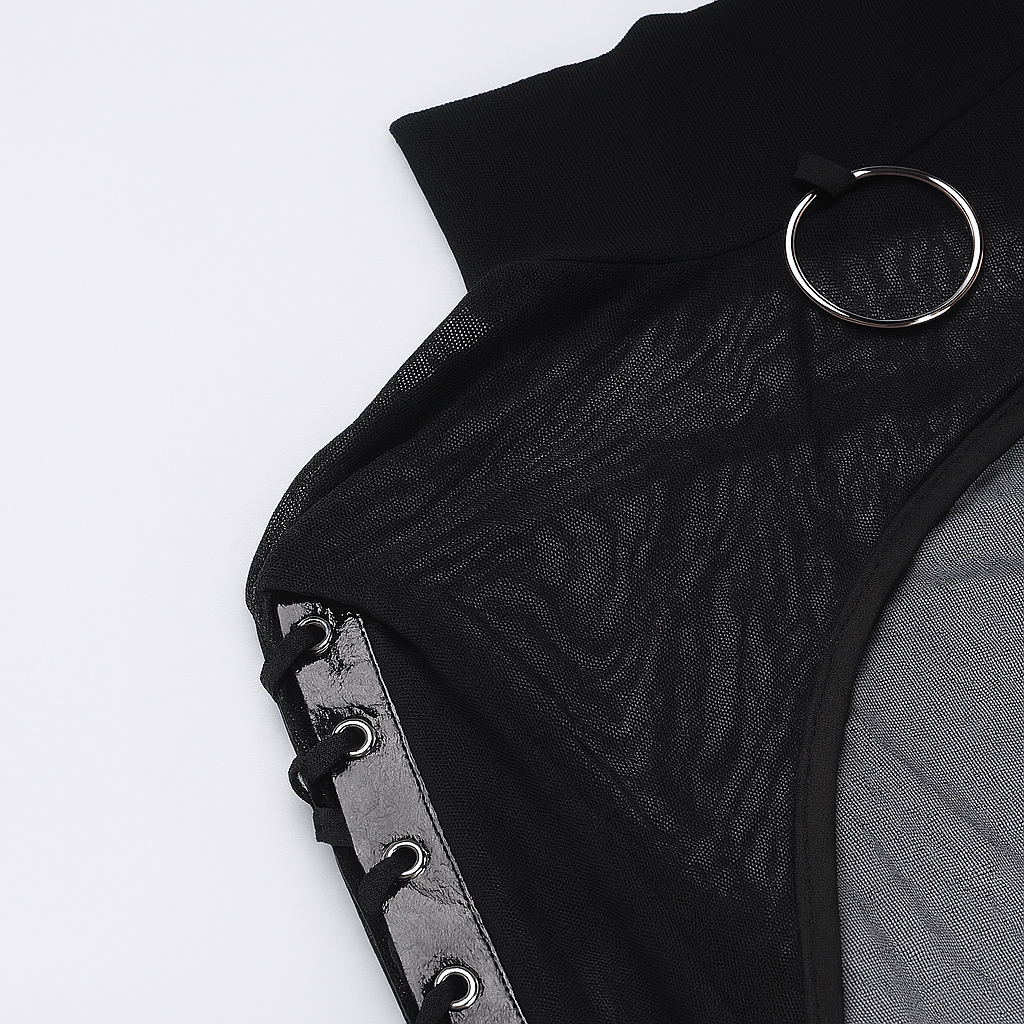 Sheer Gothic Mesh Top with Flared Sleeves