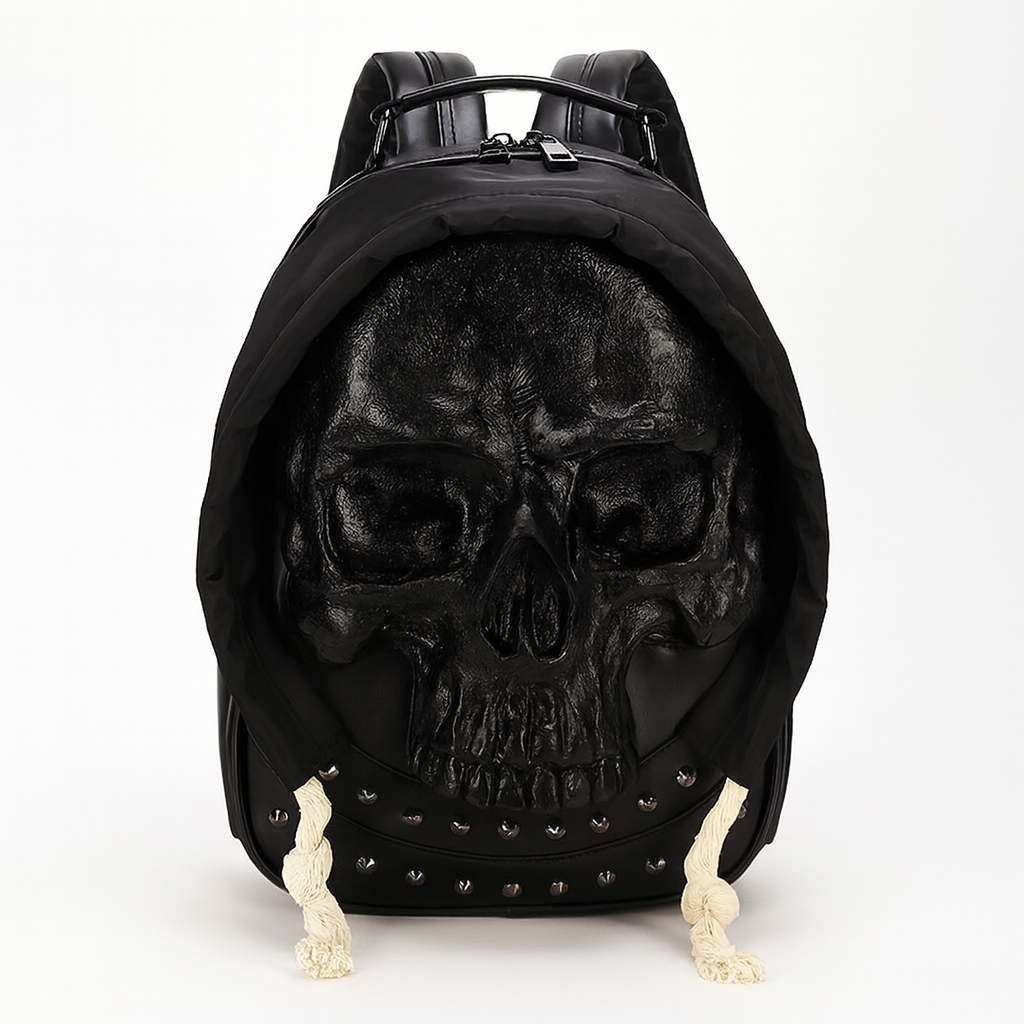 Men's & Women's Gothic Backpack - Halloween Party Costume Bag with Realistic 3D Skull, Black Gothic Backpack, Adjustable Strap, Zipper Closure - for School, Everyday, Costume Events - Edgy Streetwear Backpack, Halloween Clothes
