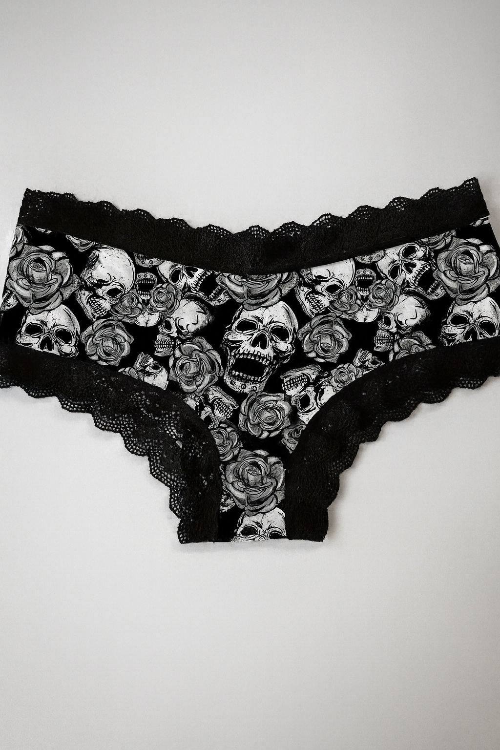 Dark Star Skull 3D Print Milk Stitching Contrast Lace Women's Triangle Panty Set of Three