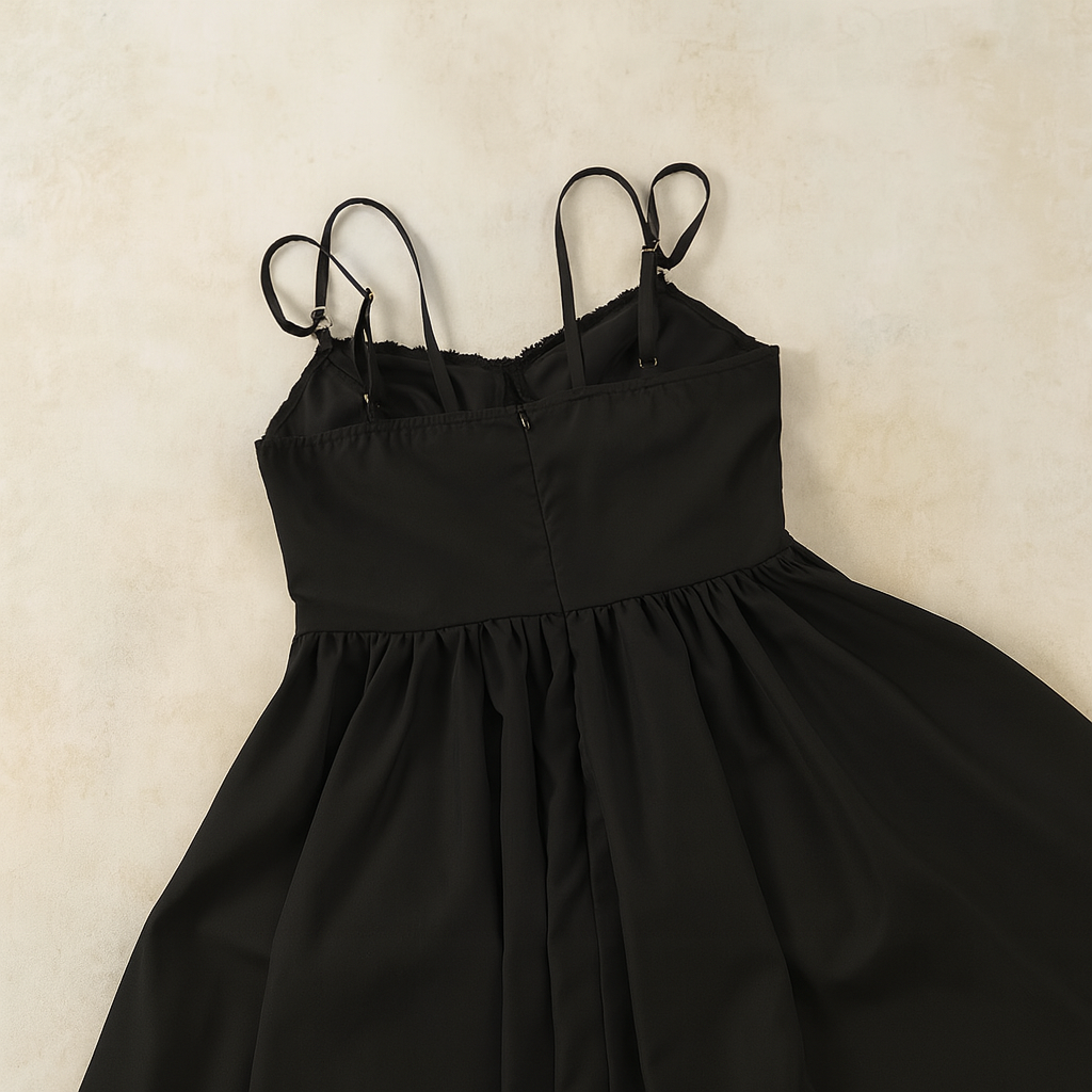 Gothic Elegance A-Line Dress with Lace Detailing