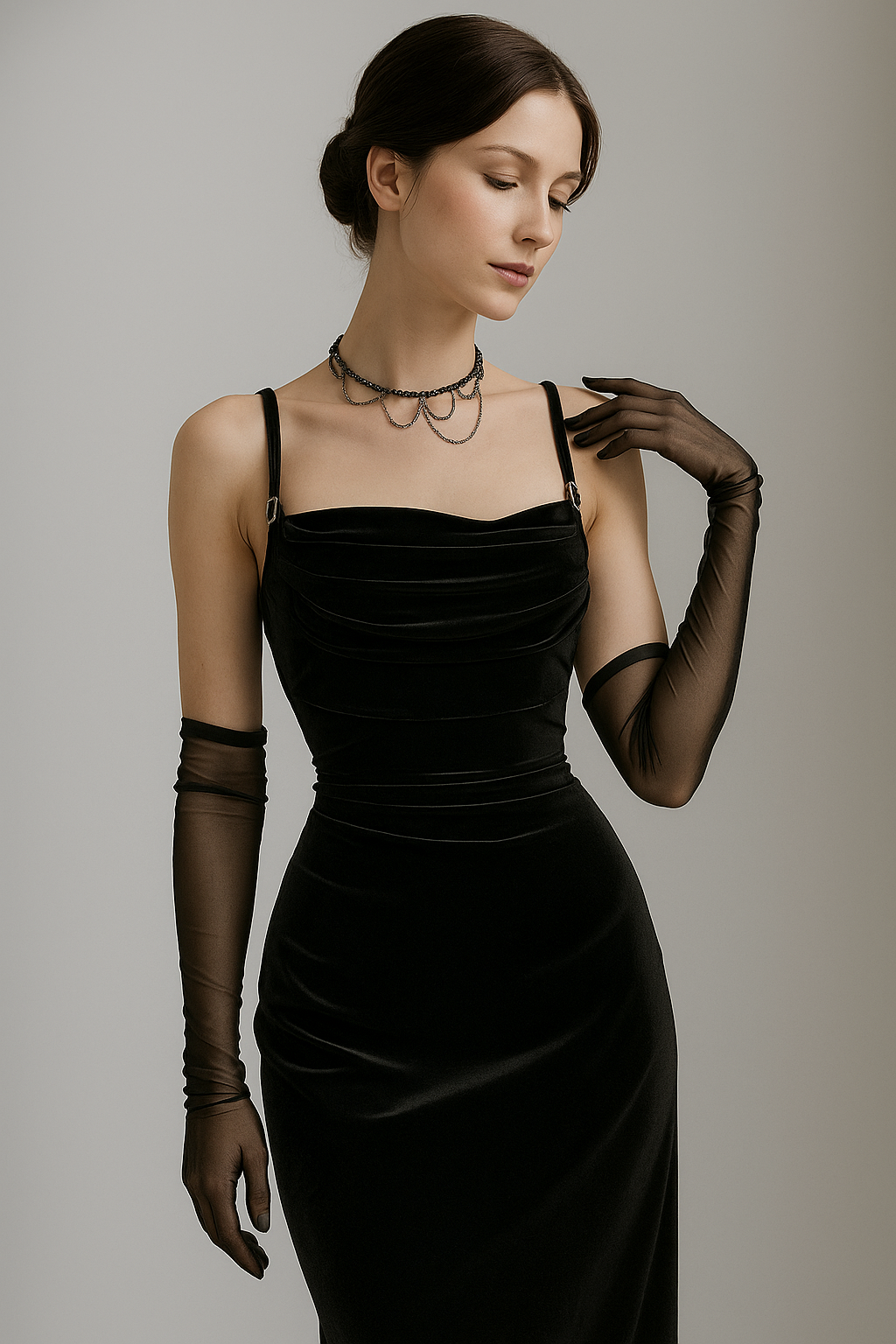 Gothic Velvet Backless Maxi Dress with Slit for Elegant Summer Evenings