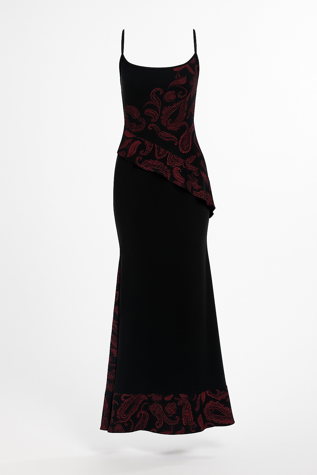 Floral Fringe Gothic Maxi Dress With Lace Accents