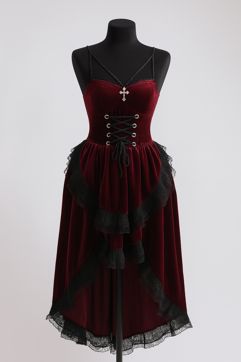 Dark Siren High-Low Dress with Lace-Up Bodice