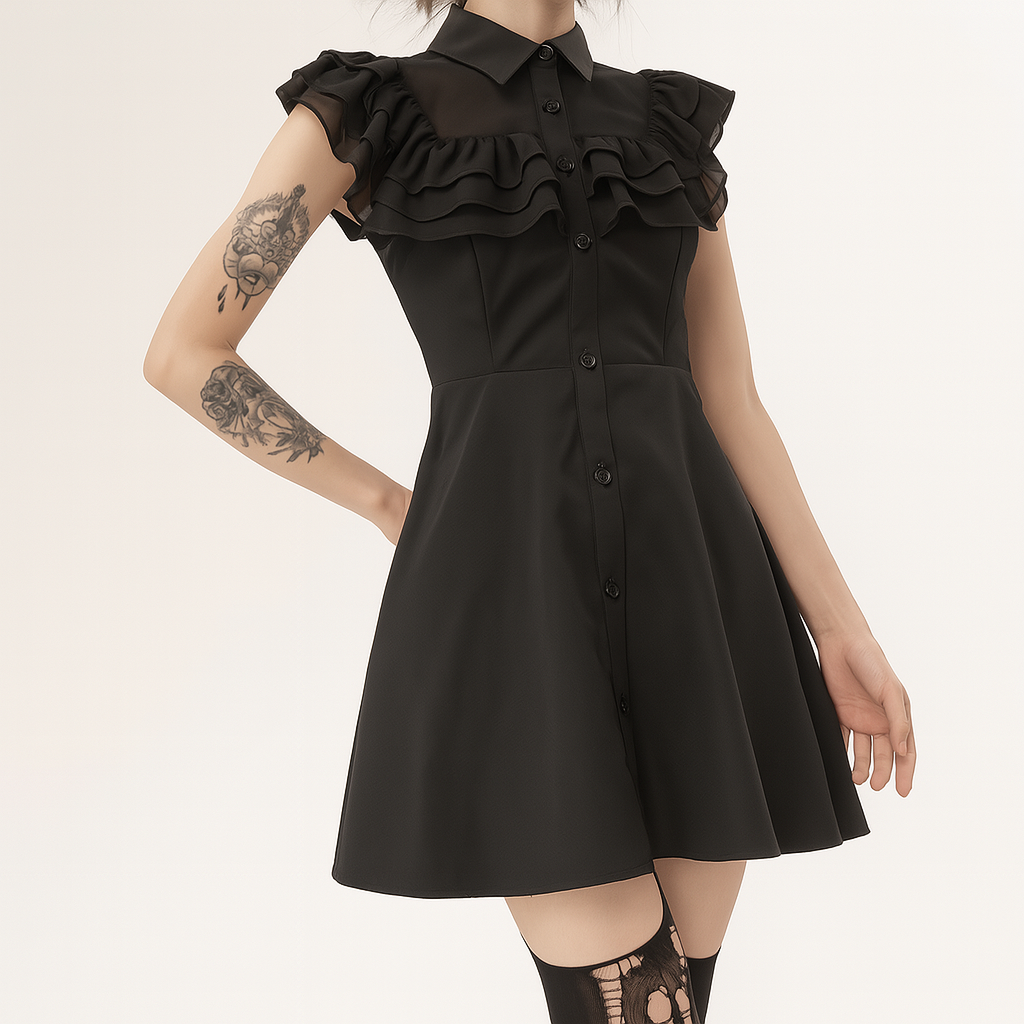 Summer Dark Romantic Ruffle Dress