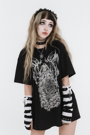Gothic Skeleton Print T-Shirt for Alternative Fashion