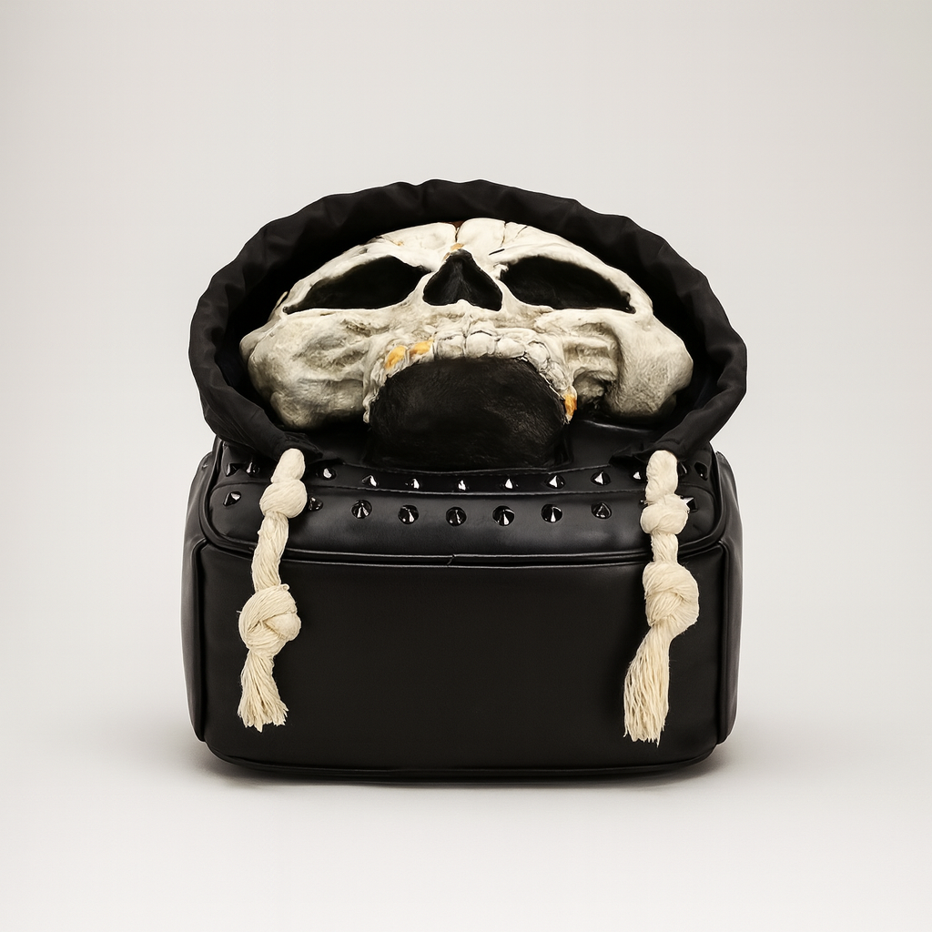 Men's & Women's Gothic Backpack - Halloween Party Costume Bag with Realistic 3D Skull, Black Gothic Backpack, Adjustable Strap, Zipper Closure - for School, Everyday, Costume Events - Edgy Streetwear Backpack, Halloween Clothes