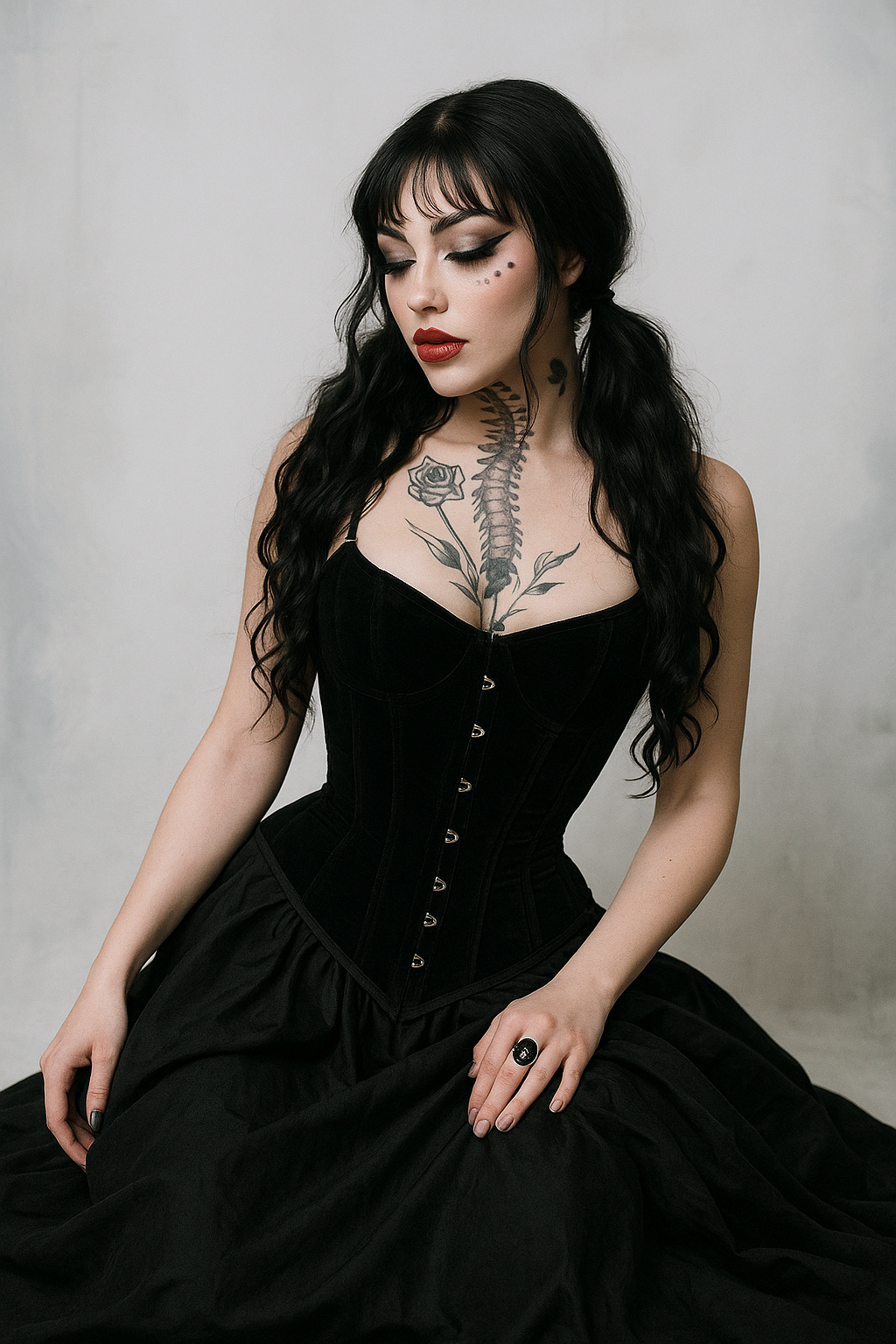 Shadowlace Reverie Gothic Maxi Dress with Double-Layer Lace