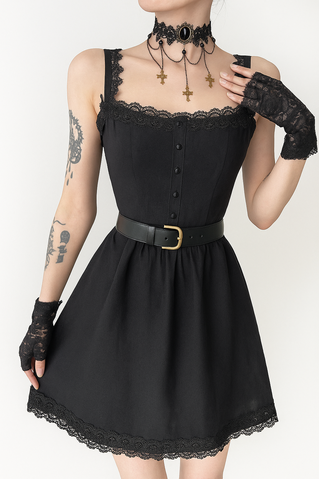 Crucifix Corset Bustier Gothic Brocade Top