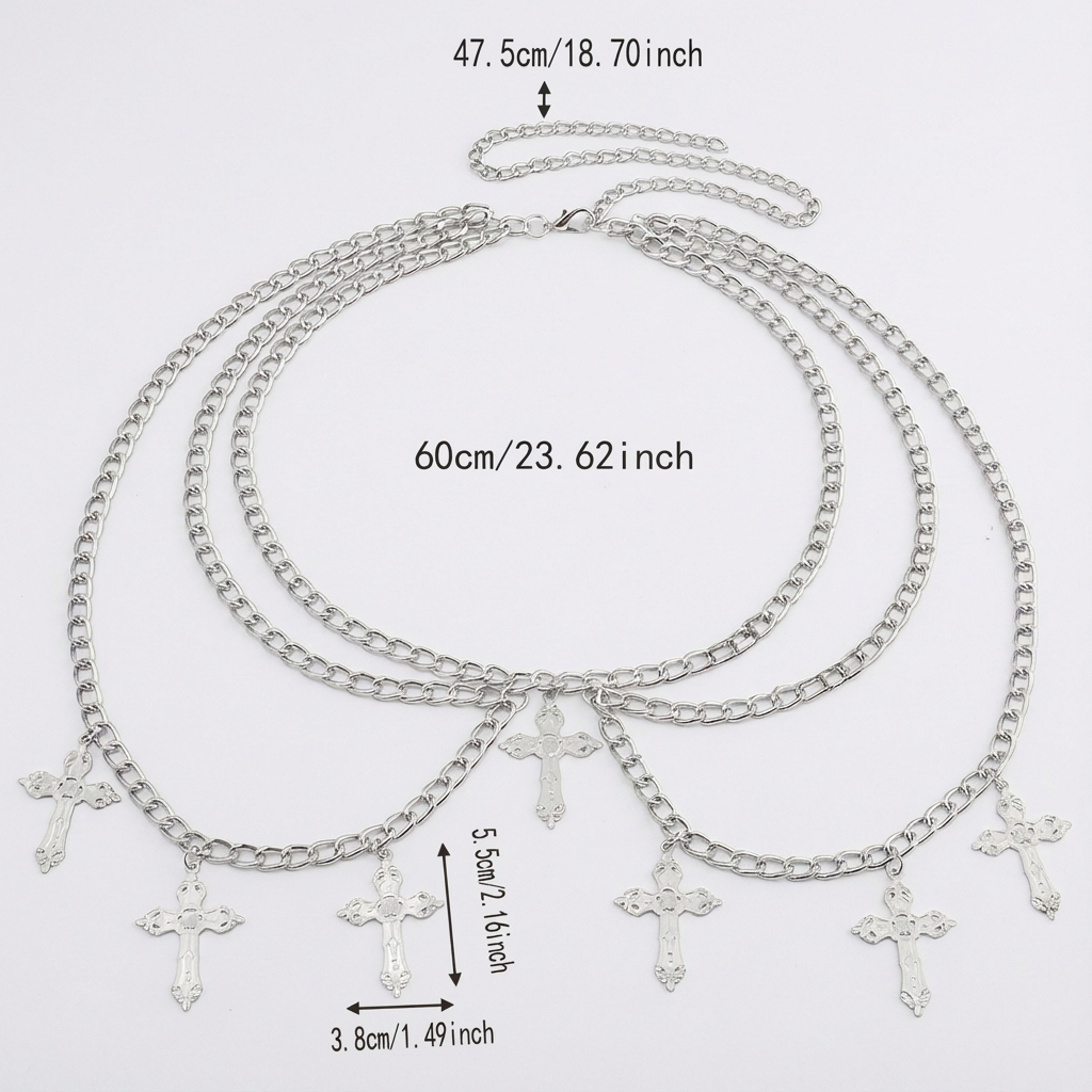 1pc Women's Cross Waist Chain Waist Ornament Small Crowd Versatile Temperament Cool Punk Hot Girl Personality Waist Chain Body Chain Suitable for Small Crowd Fashion Matching