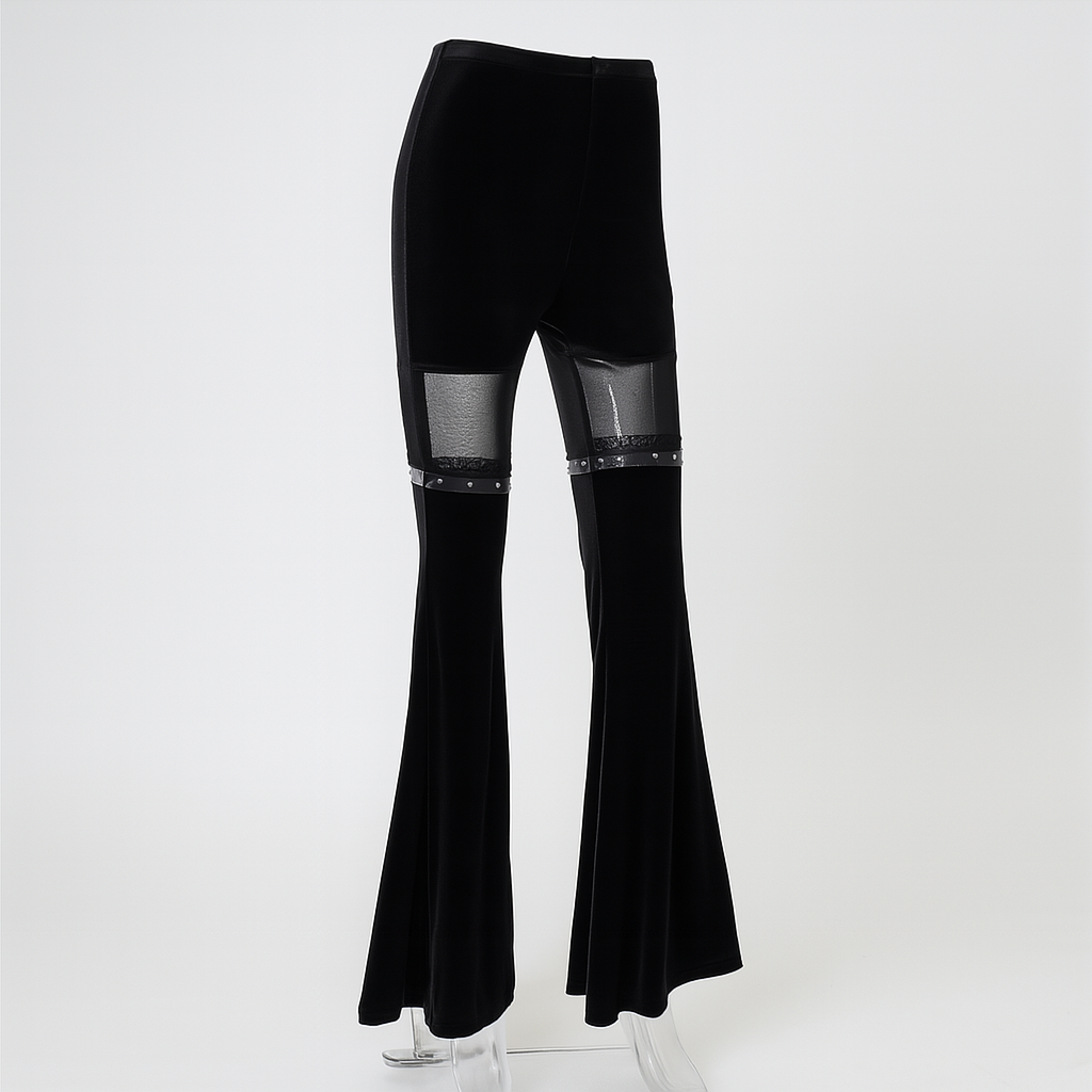 High Waisted Fishnet Flare Pants for Dark Romantic Fashion