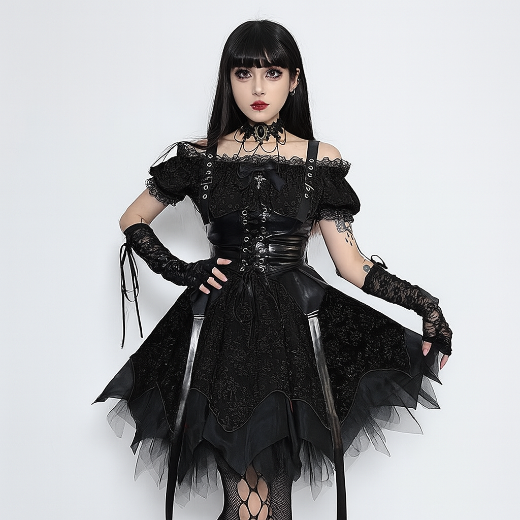 Gothic Elegance Off-the-Shoulder Dress