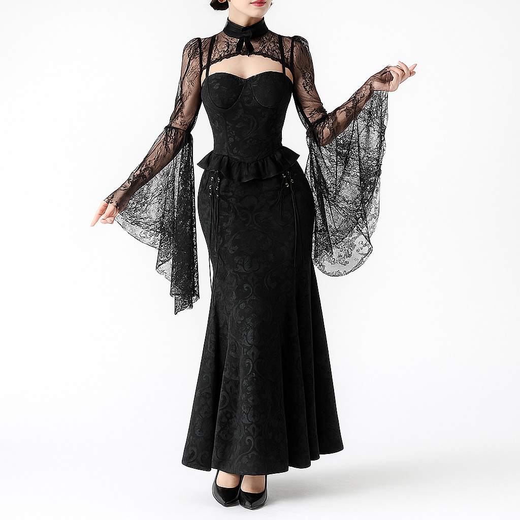 Twilight Siren Gothic Fishtail Maxi Skirt