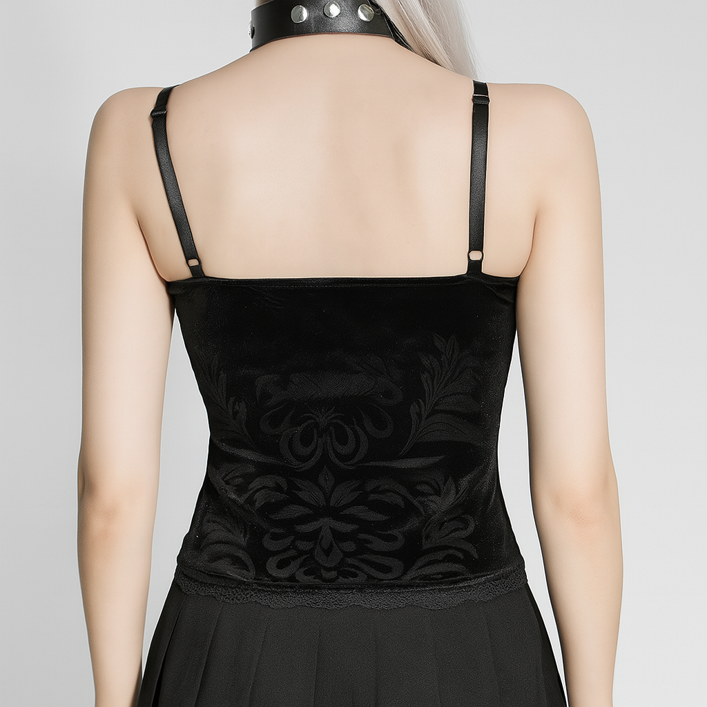 Vintage Dark Lace Gothic Top for Summer Wear