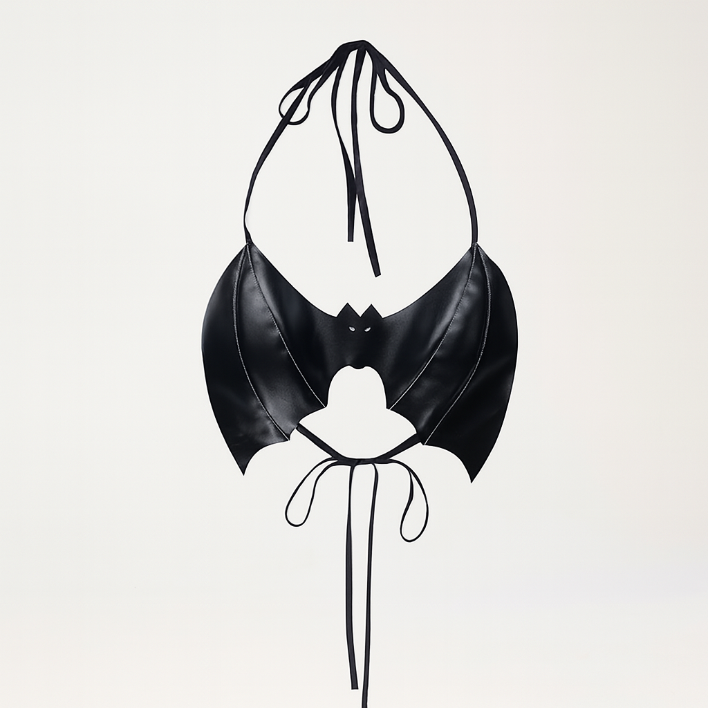Bat Wing Leather Crop Top for Gothic and Alternative Fashion