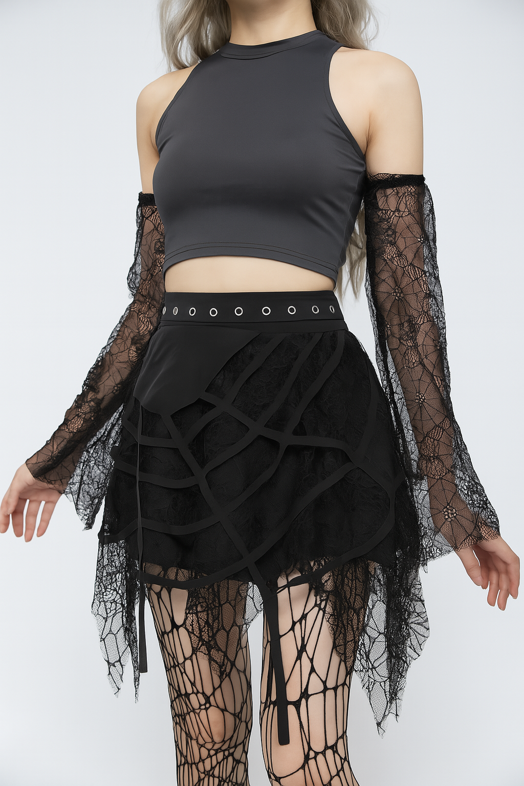 Dark Wave Punk Lace Skirt