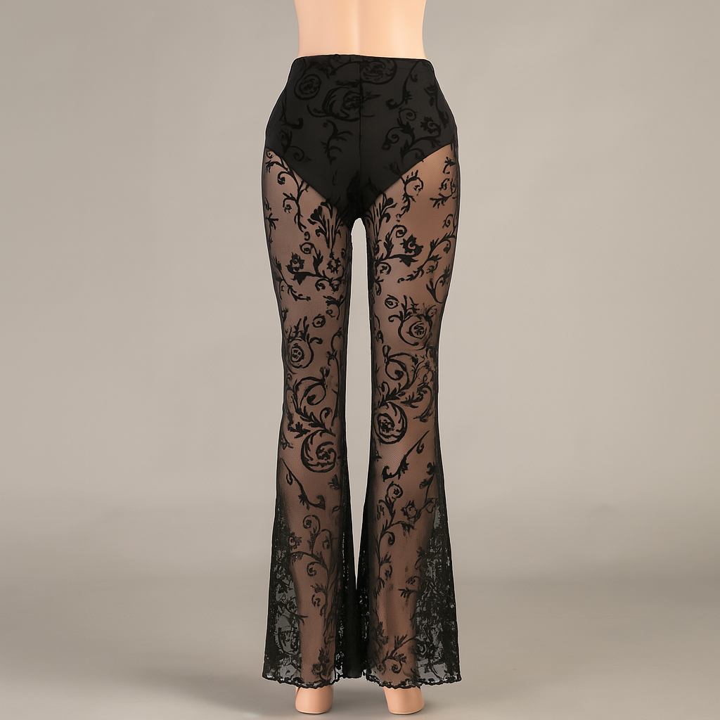 Bohemian Lace Flare Pants for Alternative Fashion