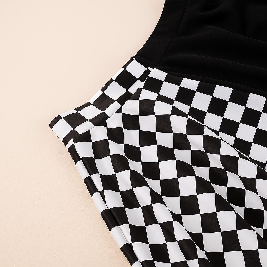 Gothic Houndstooth High Waist Pleated Mini Skirt