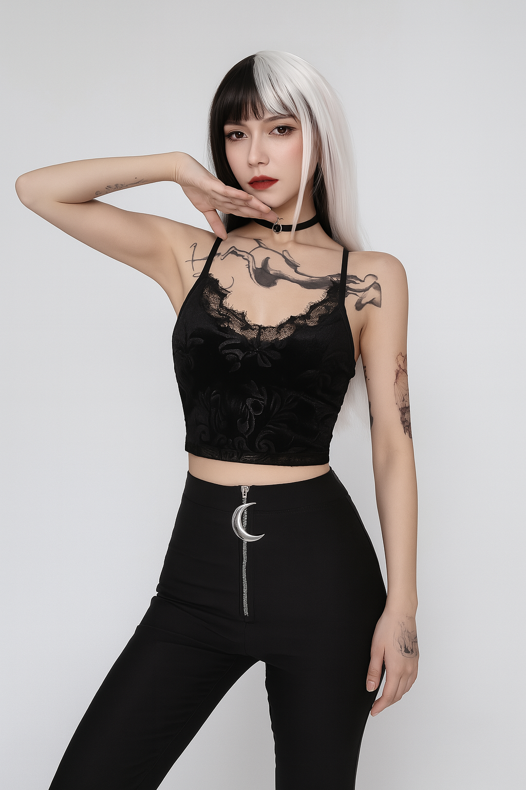 Cropped Lace Gothic Top with Adjustable Straps