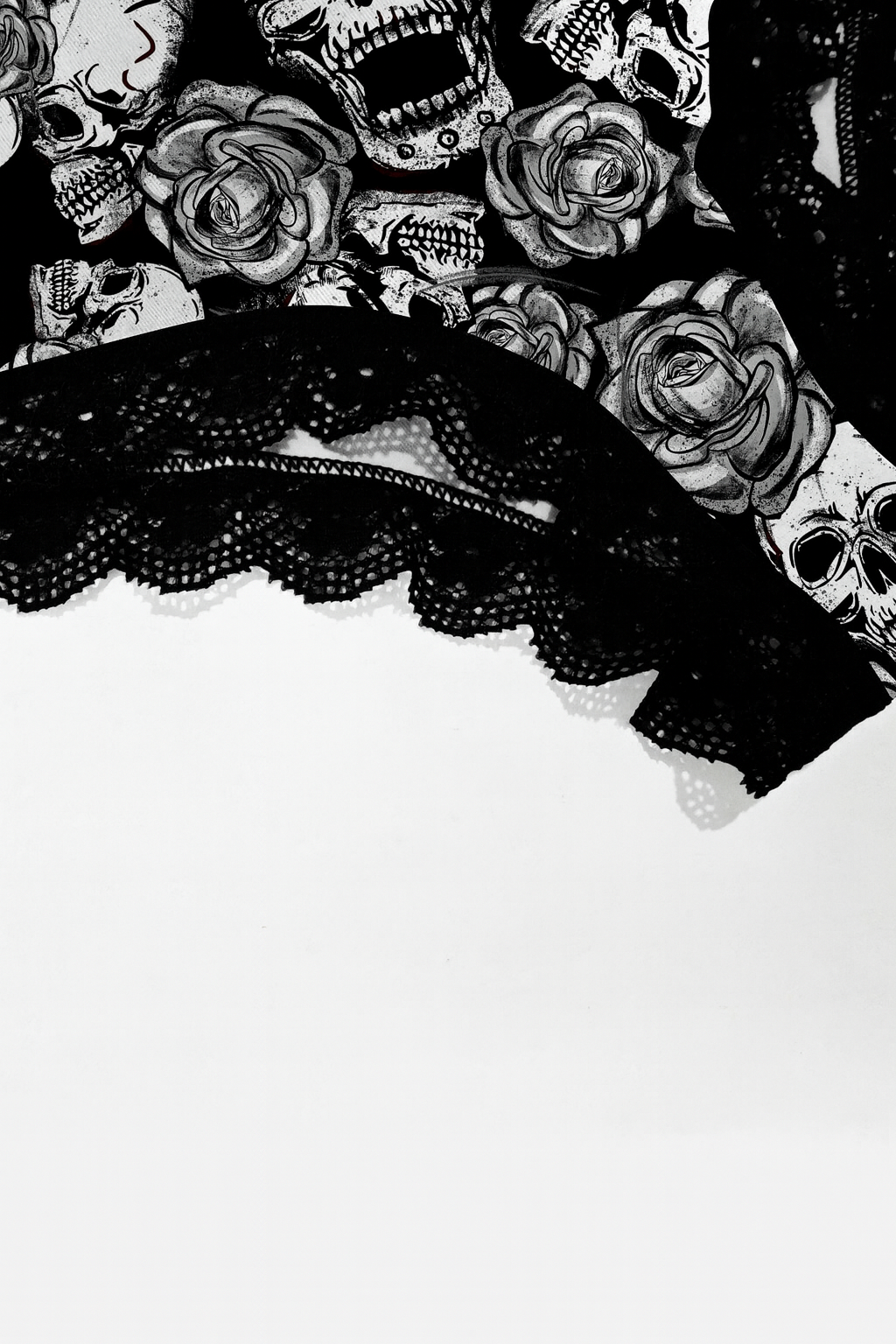 Dark Star Skull 3D Print Milk Stitching Contrast Lace Women's Triangle Panty Set of Three