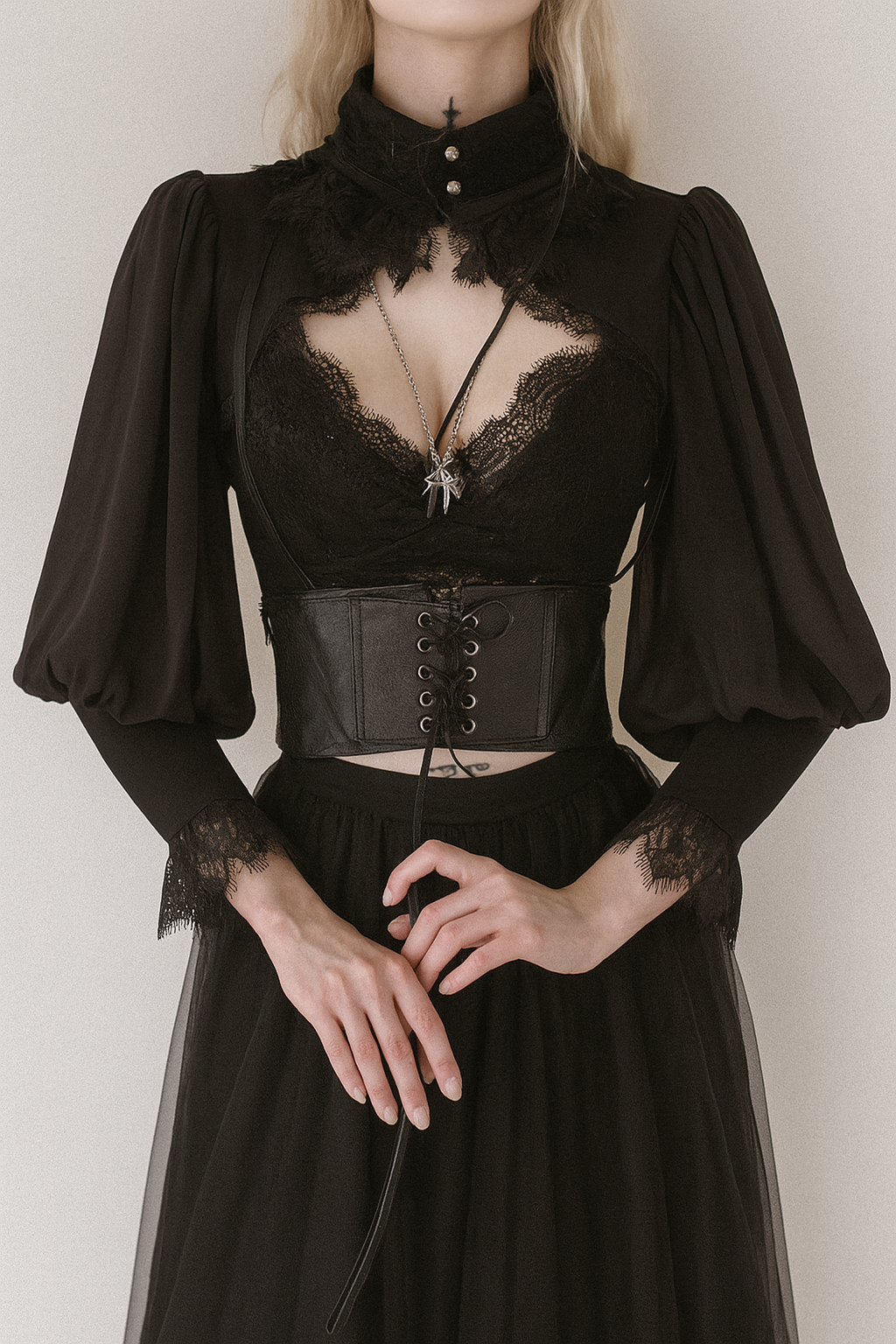 Lace Trimmed Dark Court Style Gothic Top