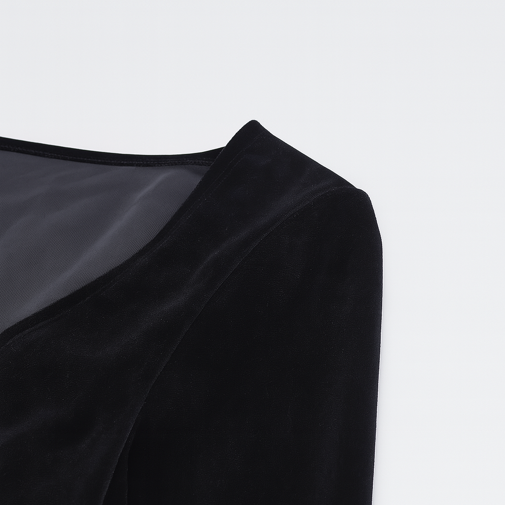 Sheer Lace Flared Sleeve Crop Top