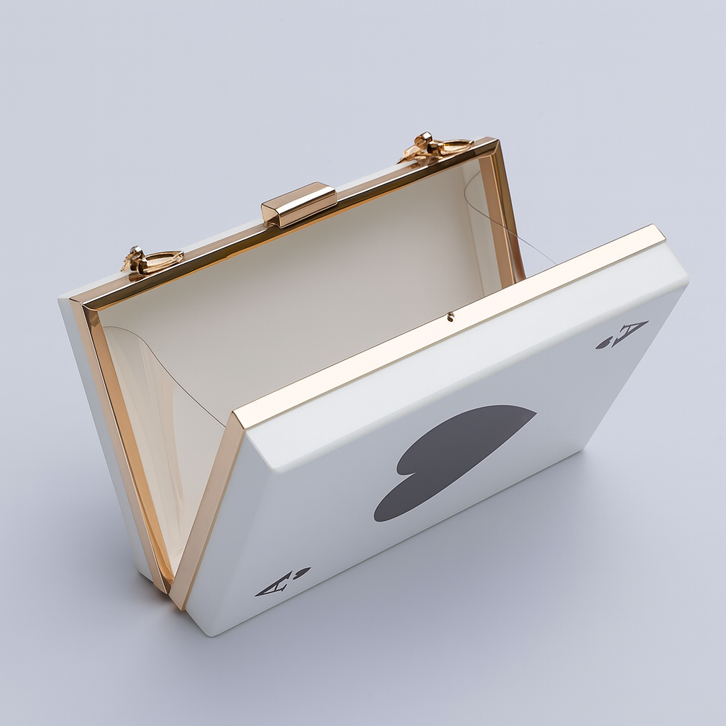 Acrylic Clutch Purse With Chain, Ace Of Spades Print, Casual Crossbody Shoulder Bag, Versatile Handbag