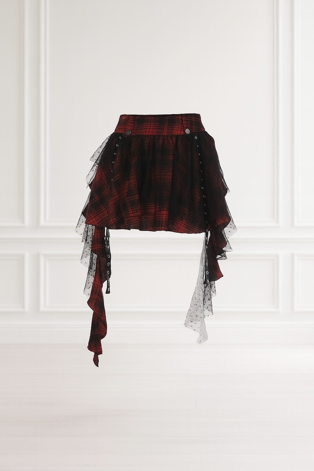 Gothic Plaid Irregular Hem Mini Skirt