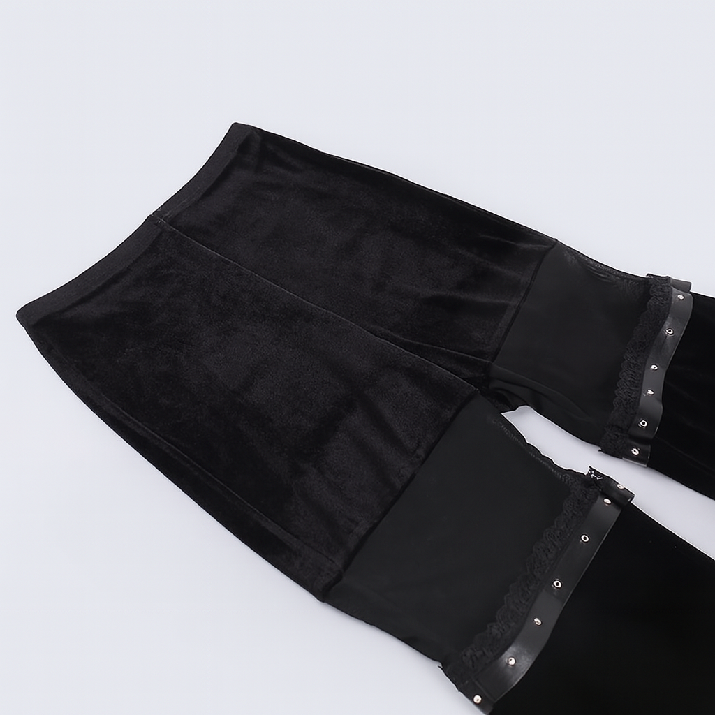 High Waisted Fishnet Flare Pants for Dark Romantic Fashion