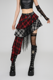 Gothic Asymmetrical Plaid Bodycon Skirt