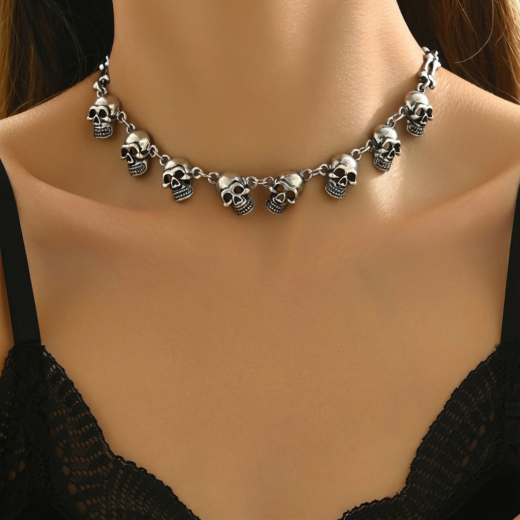 A European And American Retro Gothic Halloween Skull Ladies Party Necklace Necklace