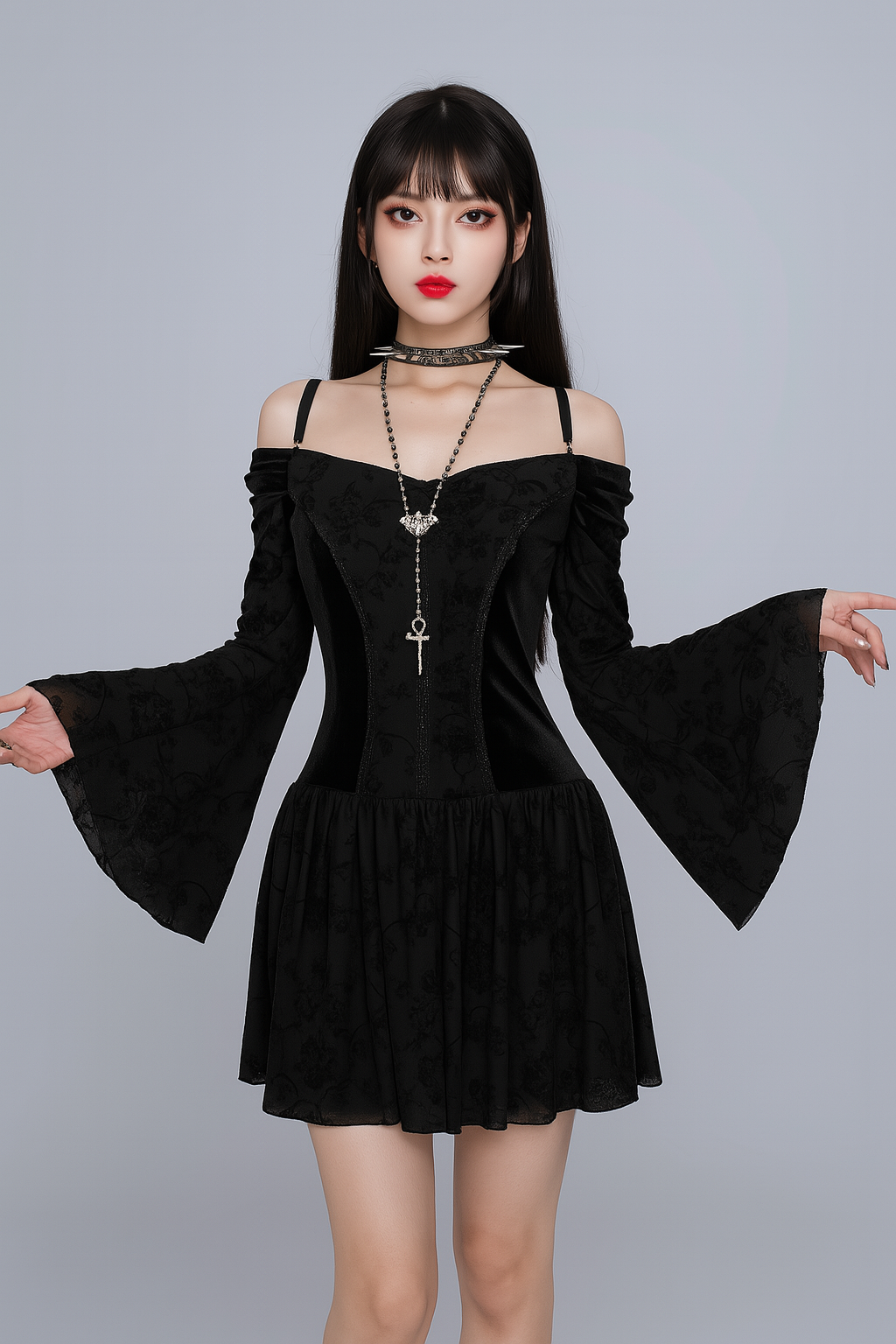 Witchy Velvet Off-Shoulder Gothic Dress